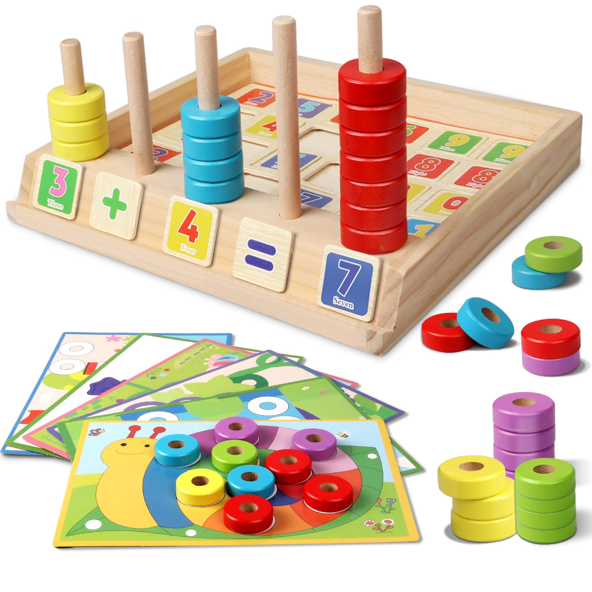 Lydaz Montessori math toy shows counting blocks to boost early number recognition and fine motor skills.