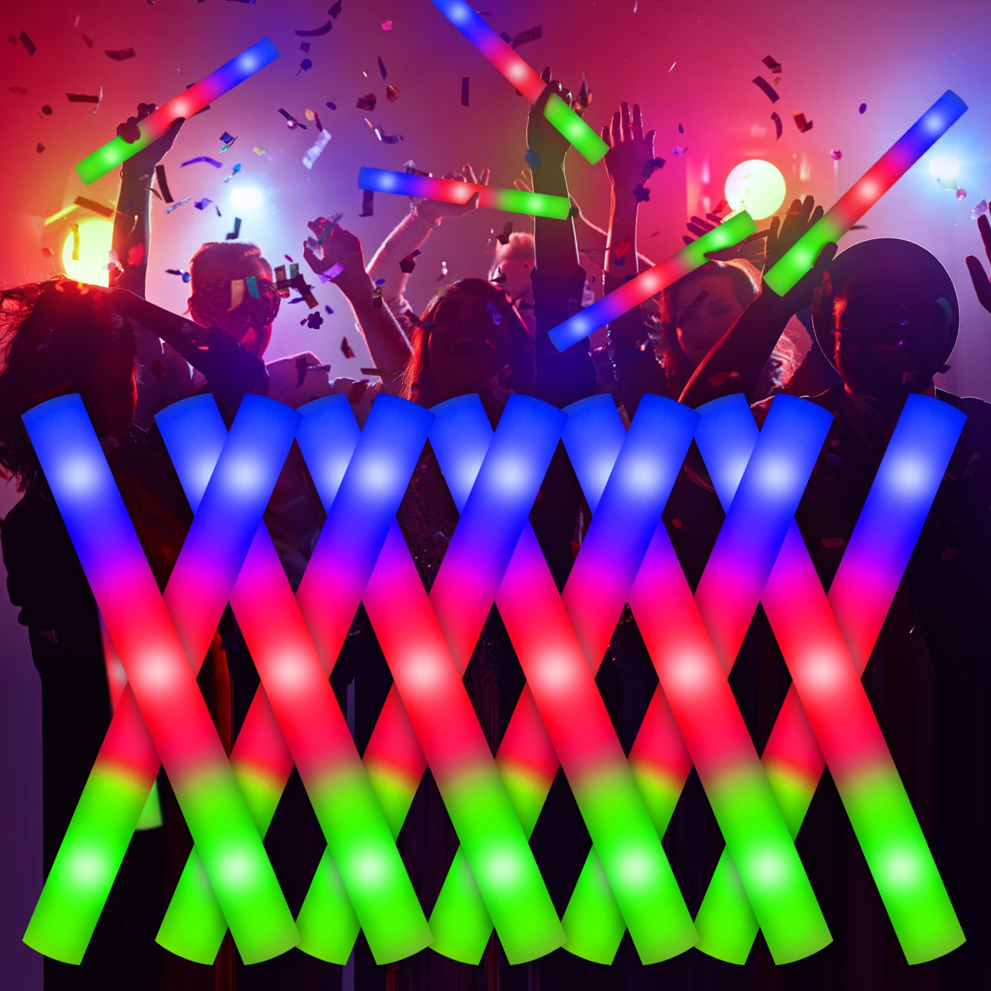 Lydazlab glow sticks 110pack bulk for festive lighting at parties.