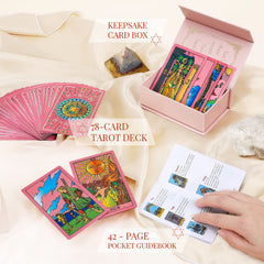 LYINGFISH Rider Waite pink tarot deck with classic divination imagery