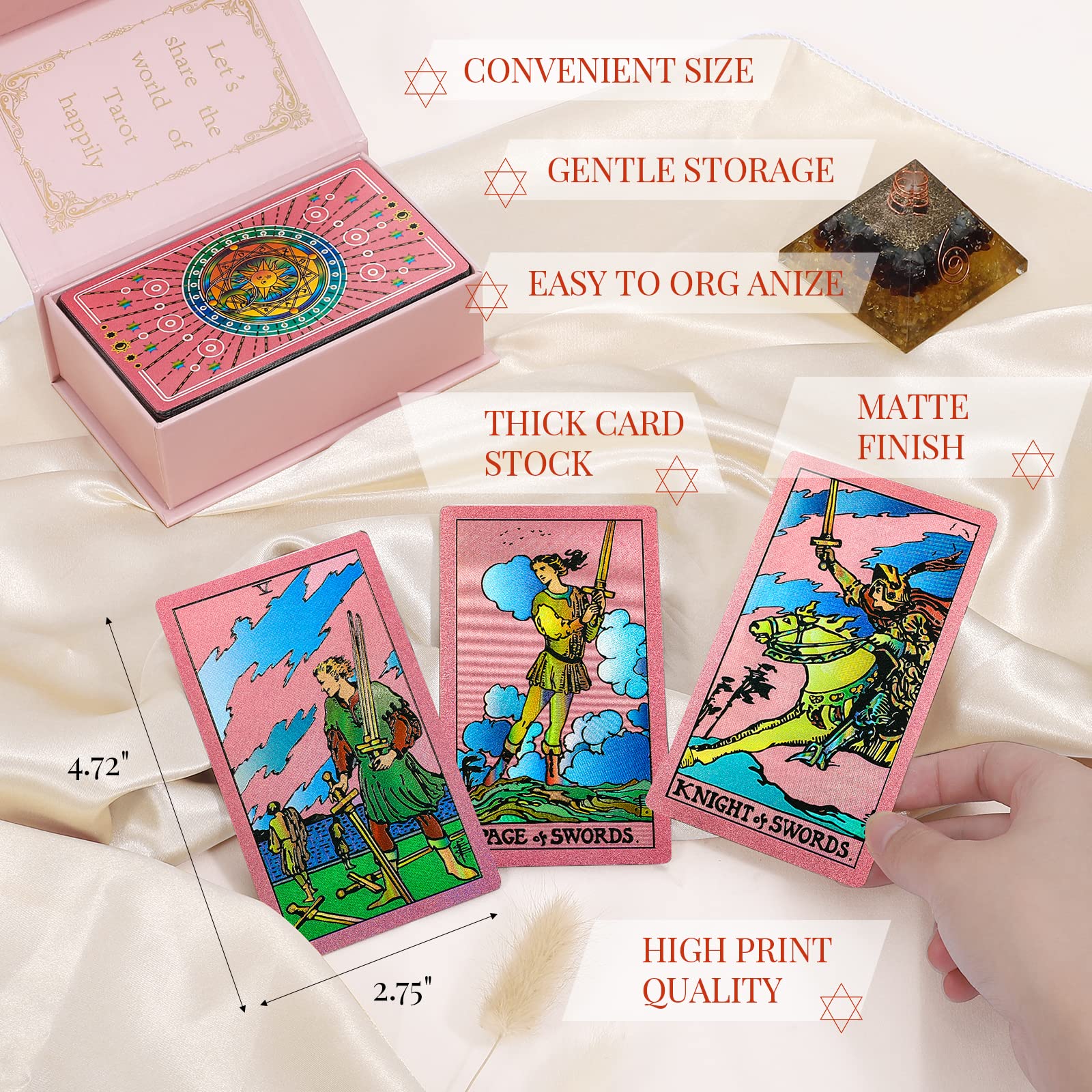 LYINGFISH waterproof pink tarot deck ready for daily use