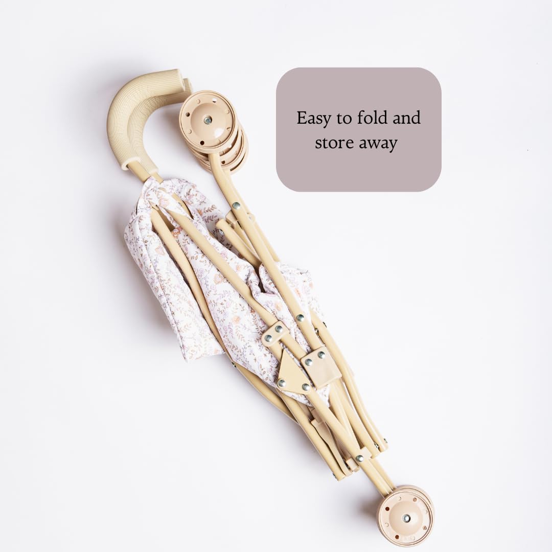 Lyla & Sage doll stroller folds compactly for easy storage and travel.