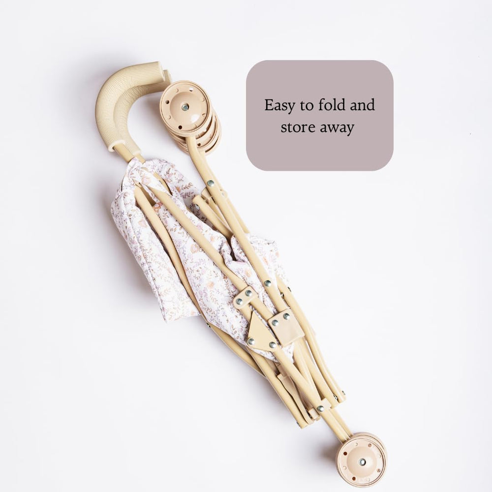 Lyla & Sage doll stroller folds compactly for easy storage and travel.