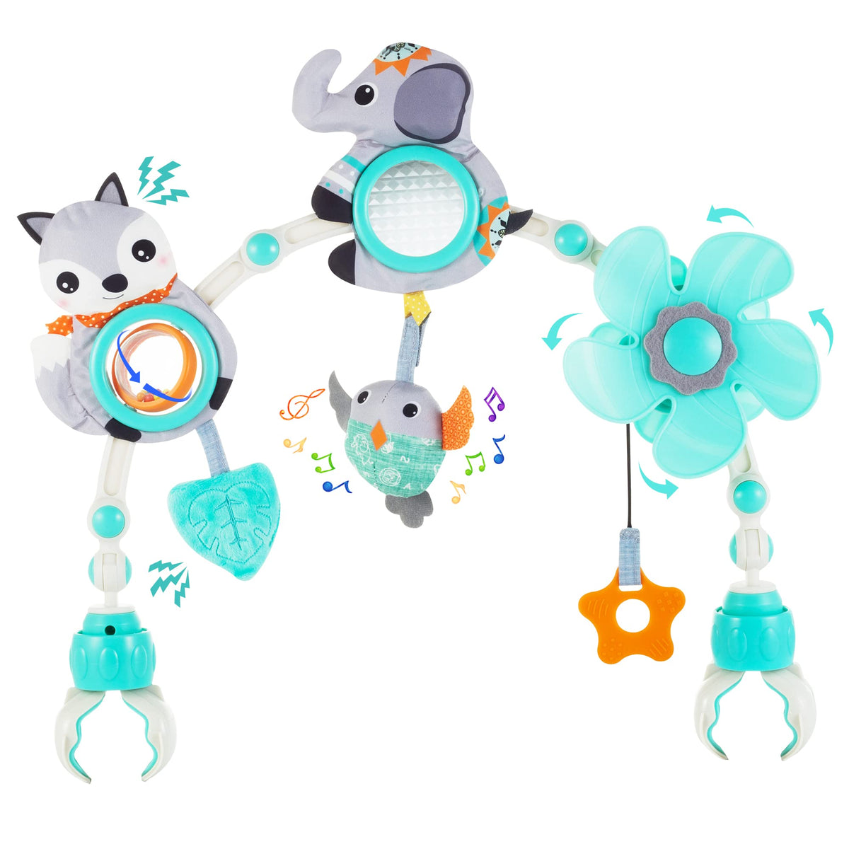 Lynncare arch bassinet toys with a musical bird for visual and auditory stimulation.
