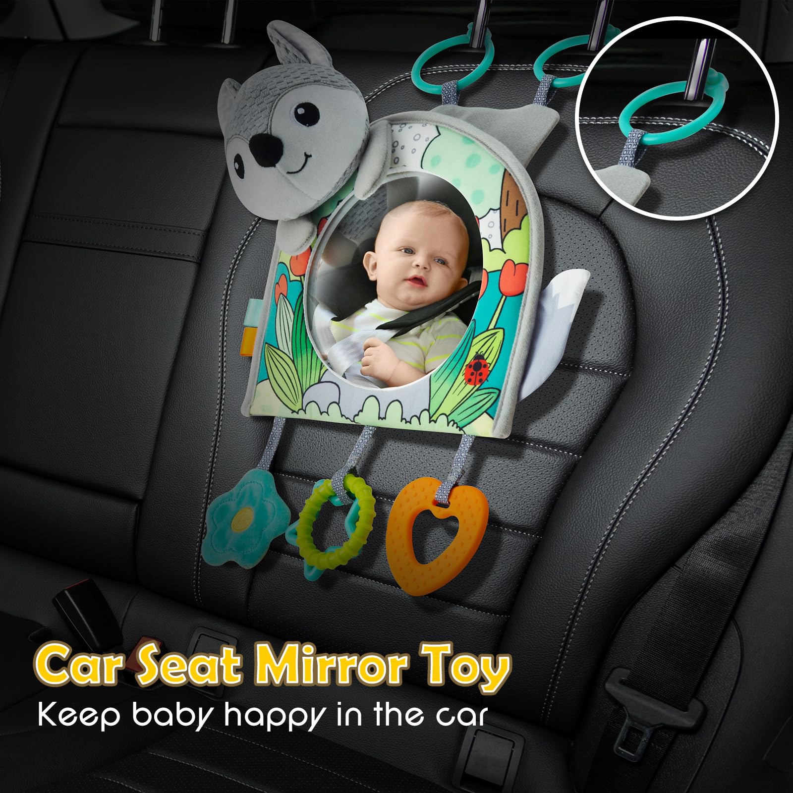 Lynncare car-seat mirror large provides visual checks for rear-facing babies