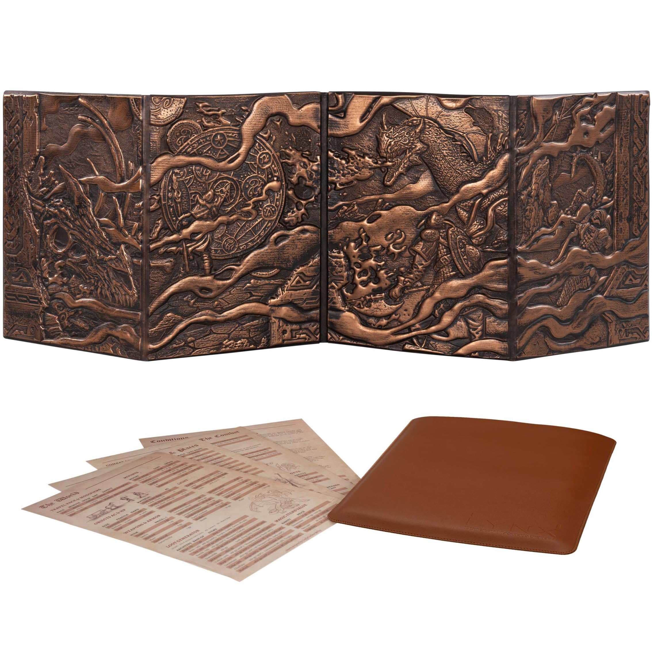 LYNX DND DM Screen with 3D faux leather for immersive gameplay