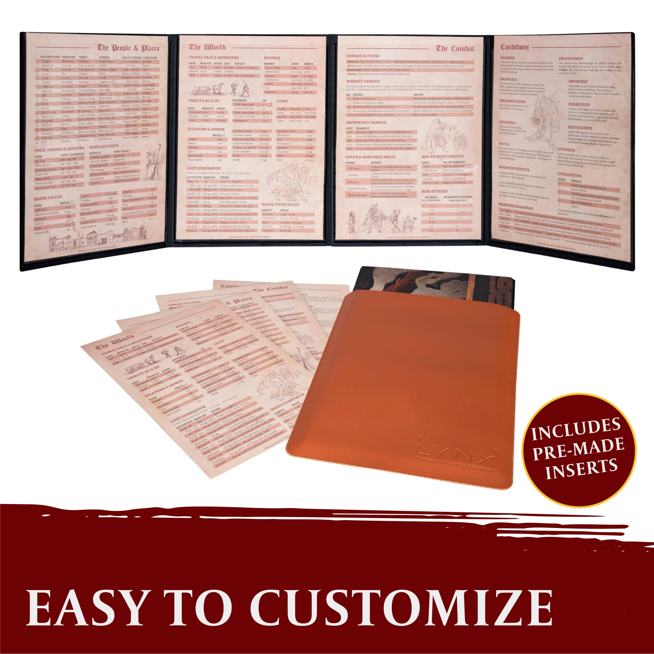 LYNX DND DM Screen included sleeve highlights portable design for on-the-go sessions
