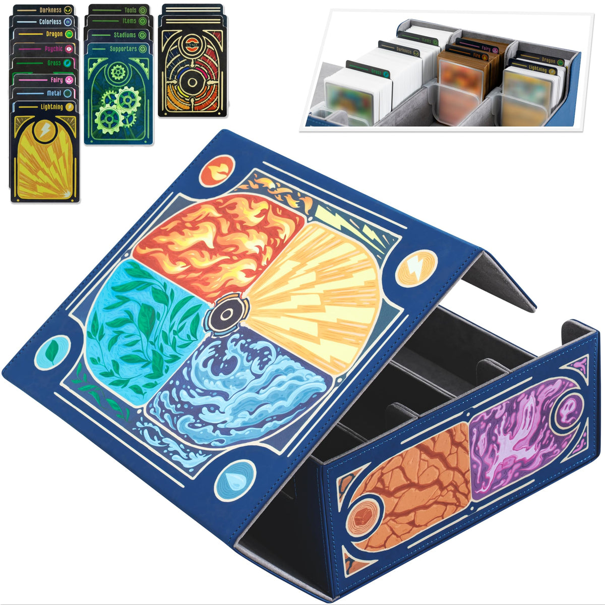 LYNX Trading Card Storage Box front view with hand-drawn Pokemon artwork