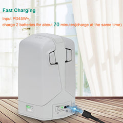 LYONGTECH 45W charger back view highlighting ports and cable routing