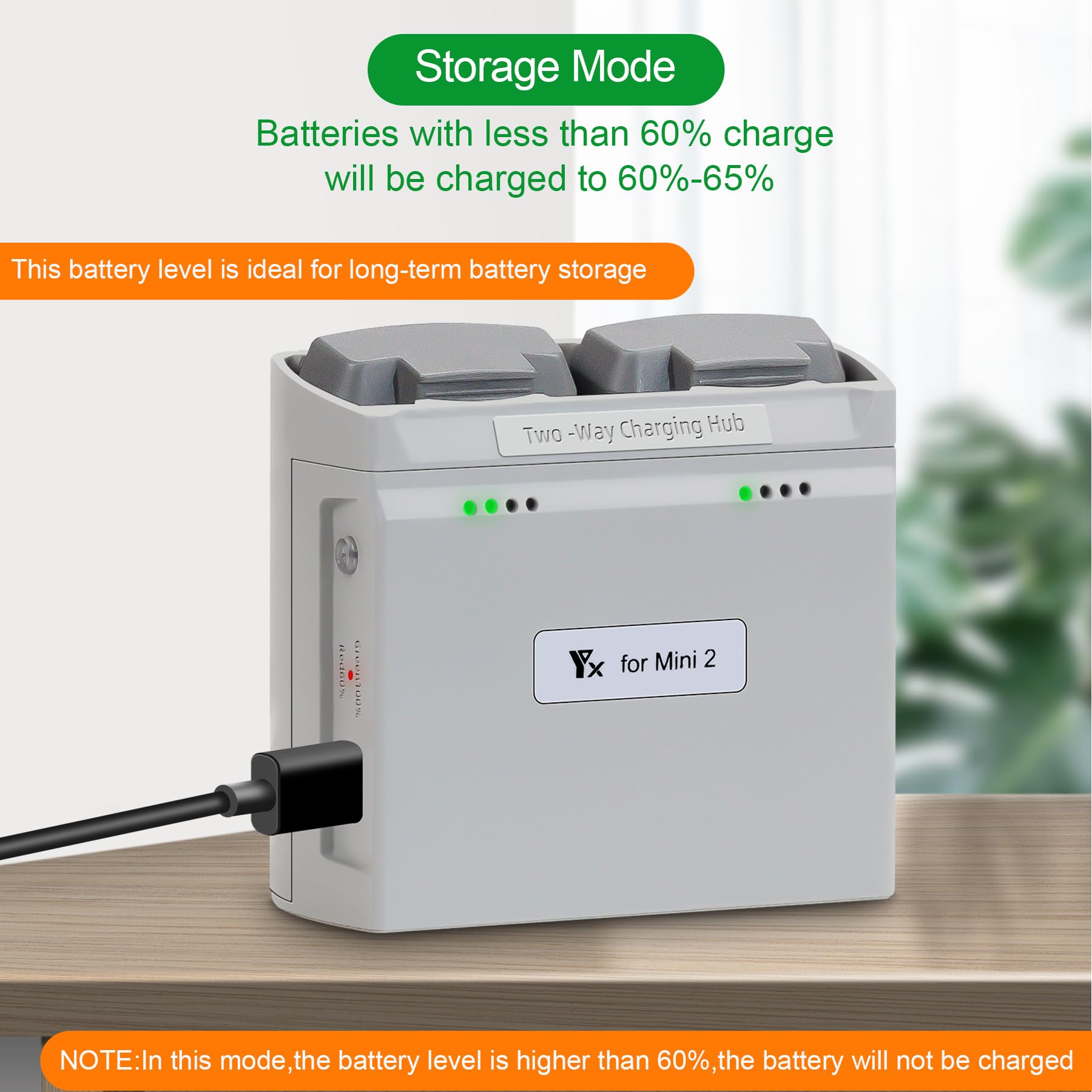 LYONGTECH discharge mode lets Mini 2/4K batteries power a USB device.