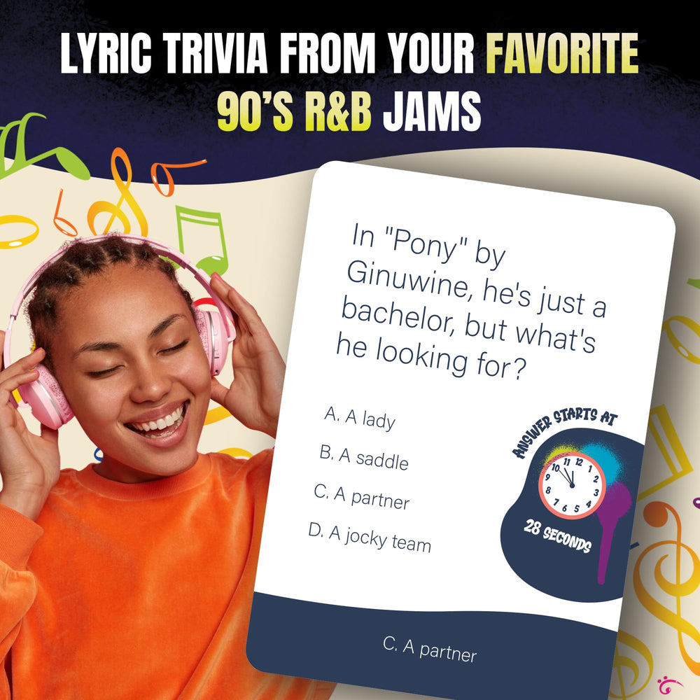 Lyric Legend 90s R&B deck spread for nostalgic trivia fun.
