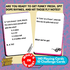 Lyrically Correct 80s mixtape lyric spread featuring iconic lines and group memories