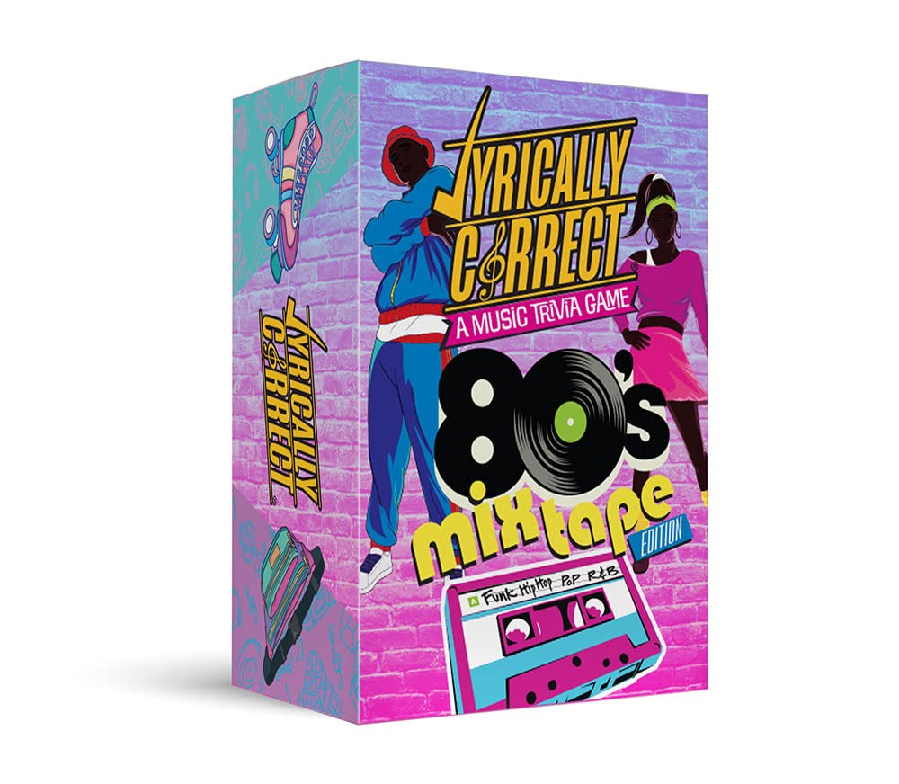 Lyrically Correct 80s mixtape card game table setup for a fun party icebreaker