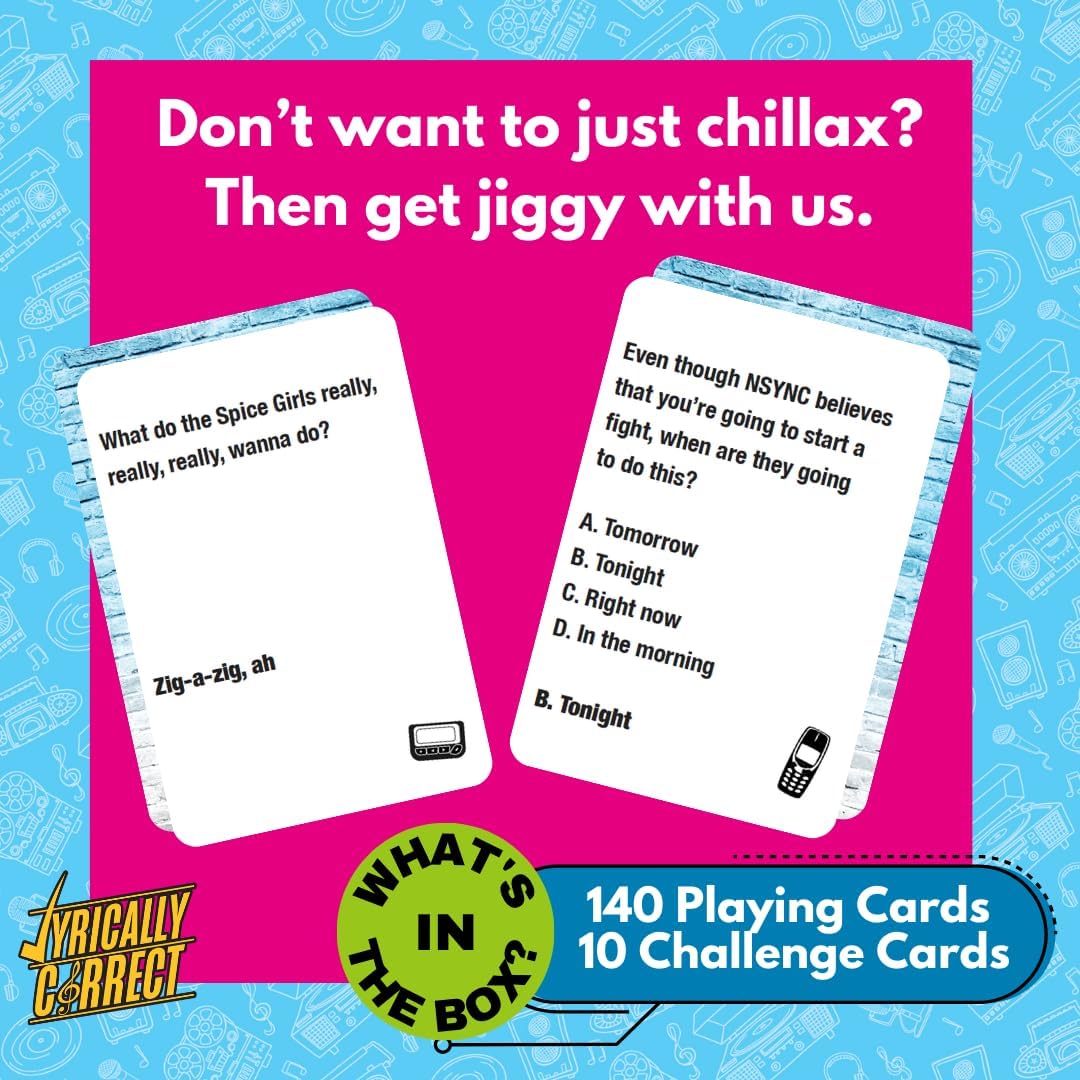 Lyrically Correct party-night setup invites friends to compete in a friendly sing-along.