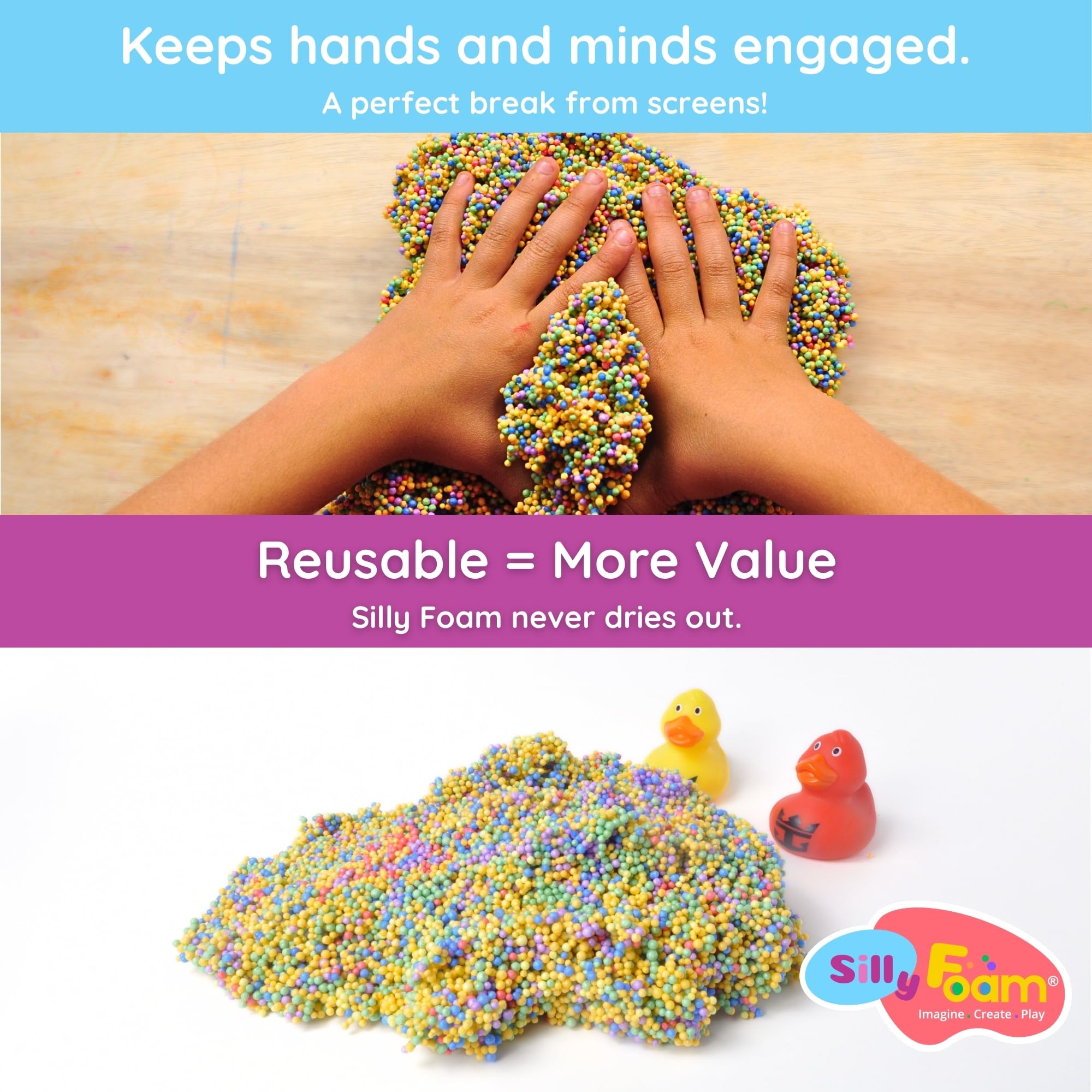 LYRK Silly Foam sensory play showcases soft texture for exploration