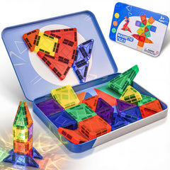 Lyzaoc mini magnetic tiles close up showing durable ABS materials for lasting play.