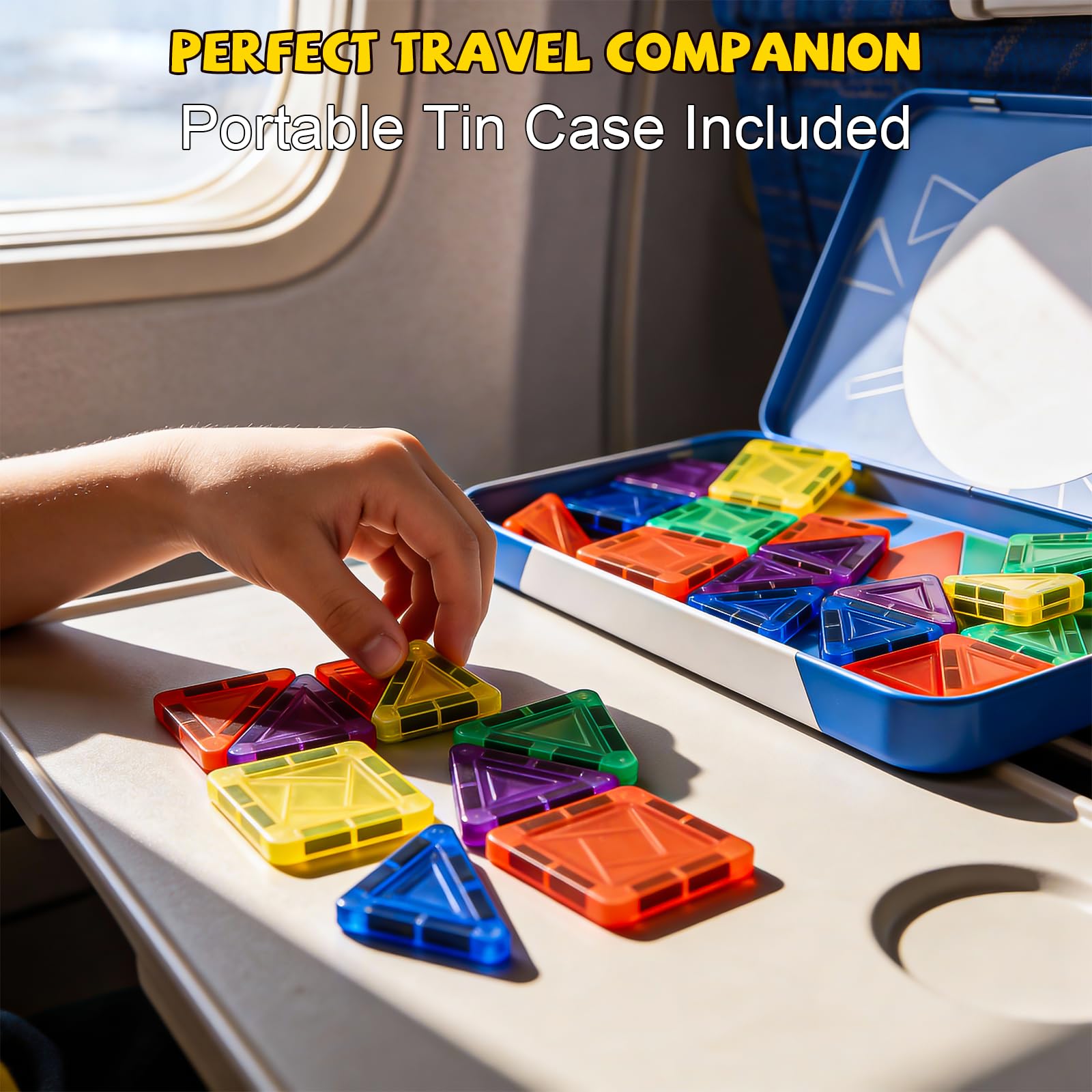 Lyzaoc travel case magnetic tiles ready for on the go creativity and quiet travel moments.