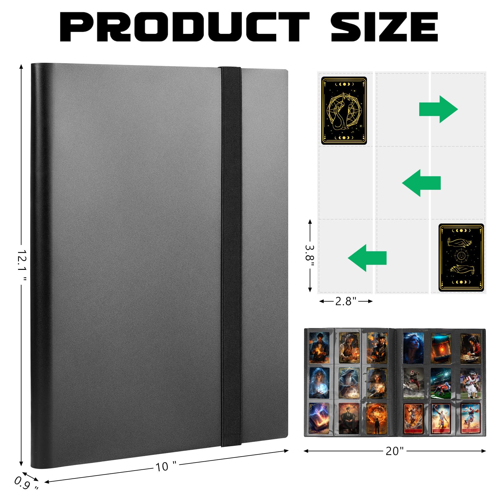 Lzerking black binder spine design for easy organization and stacking