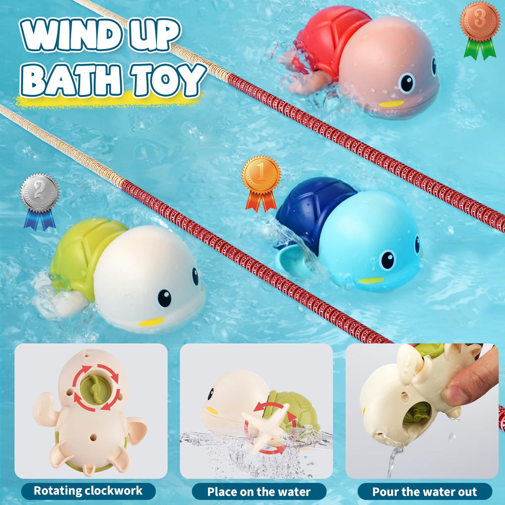 LZZAPJ wind-up turtle toy swims across water for interactive play