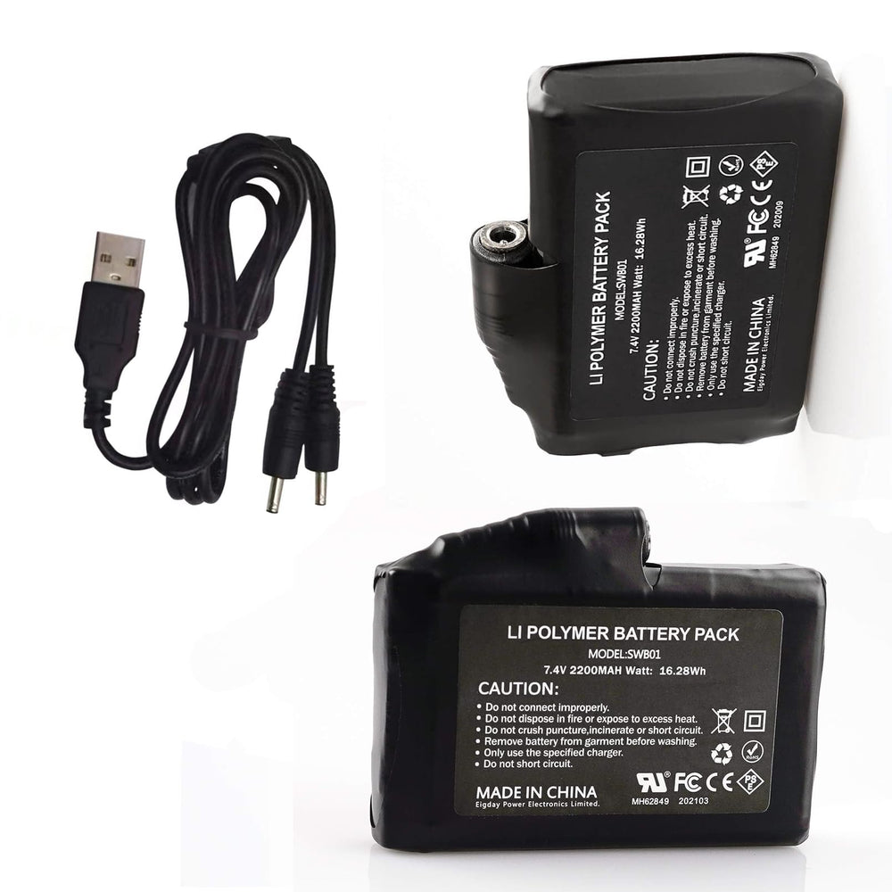 M Jiuyunmu 7.4V 2200mAh battery pack powering heated apparel