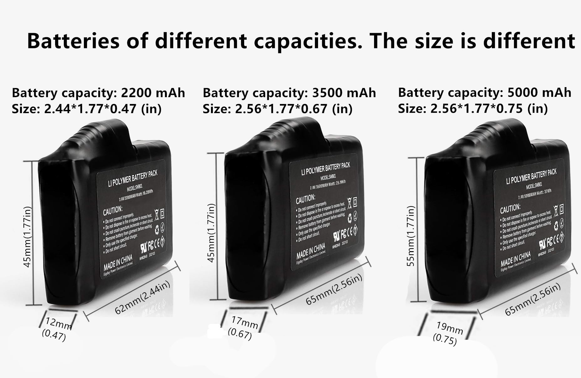 M Jiuyunmu 7.4V 3500mAh battery pack for longer warmth
