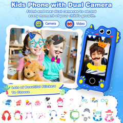 Dual camera setup enables simple photos and videos for kids.