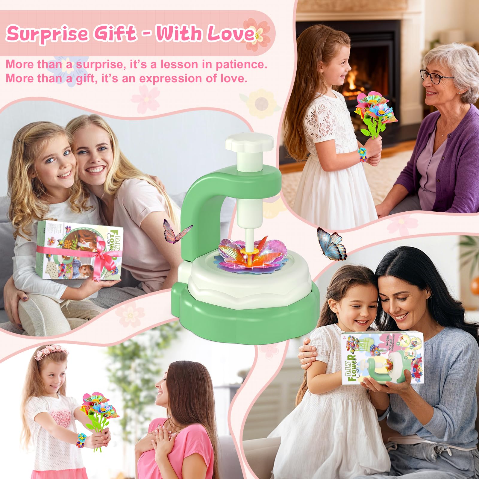 M SANMERSEN flower bouquet kit kids assembly shows hands-on crafting in action