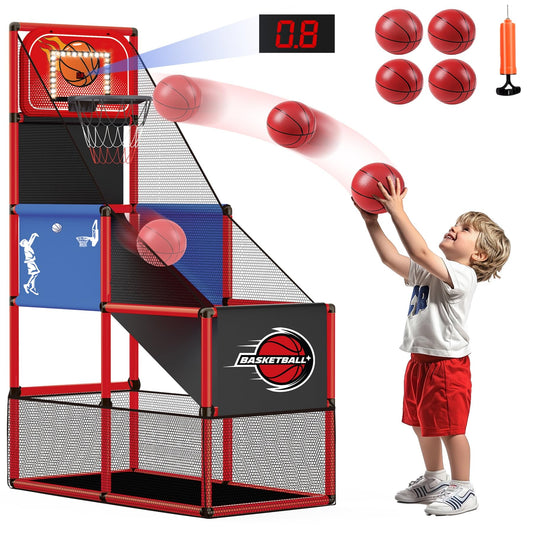 M SANMERSEN kids basketball hoop arcade with LED light for indoor play