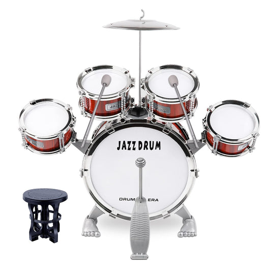 M SANMERSEN 5pc kids drum set assembled, beginner friendly for at home rhythm practice