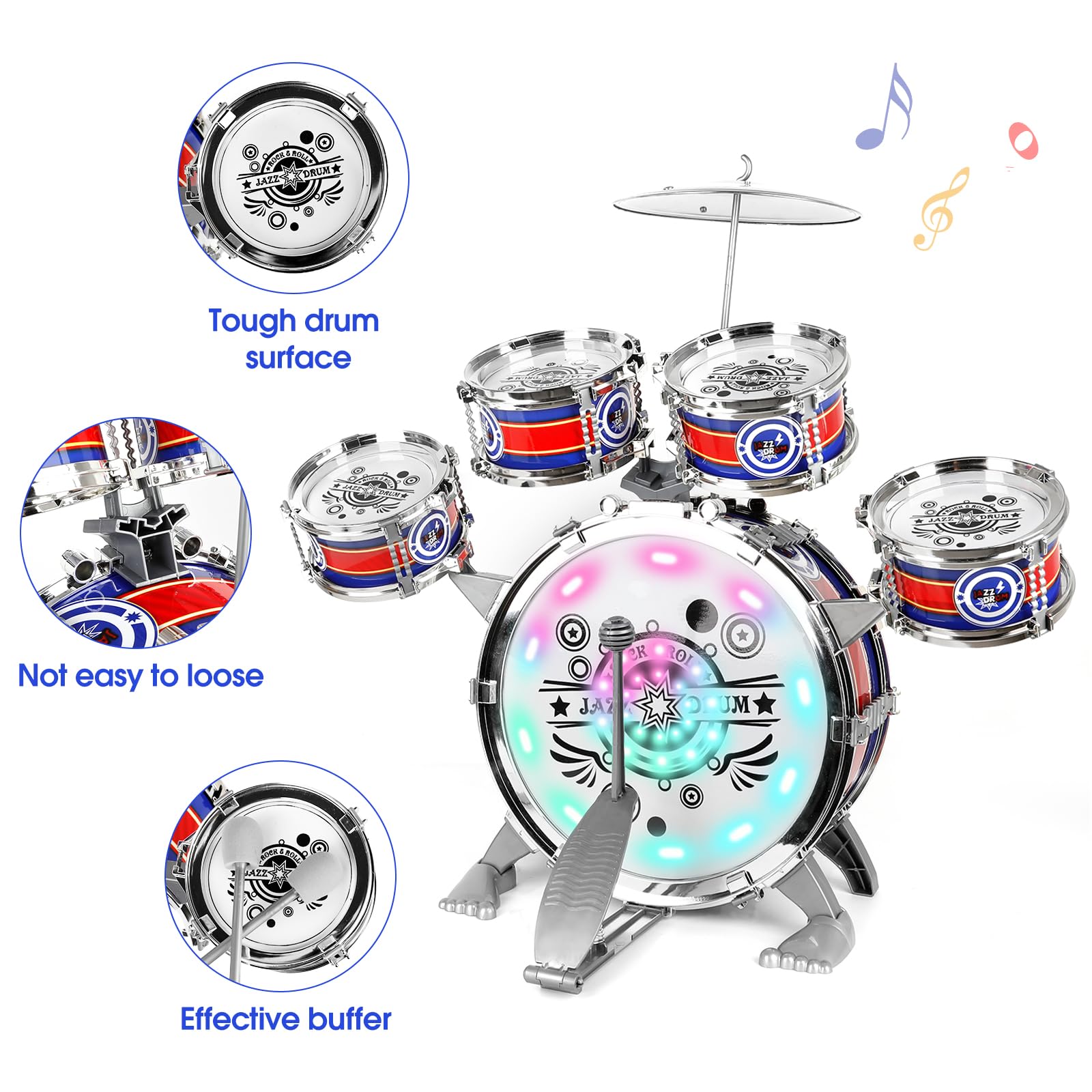 M SANMERSEN Kids Drum Set cymbal adding sparkle to playtime