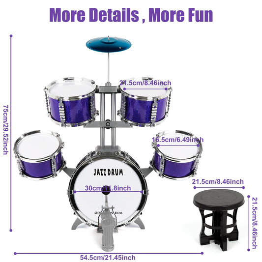 M SANMERSEN kids drum set medium drums highlight sturdy construction for safe play