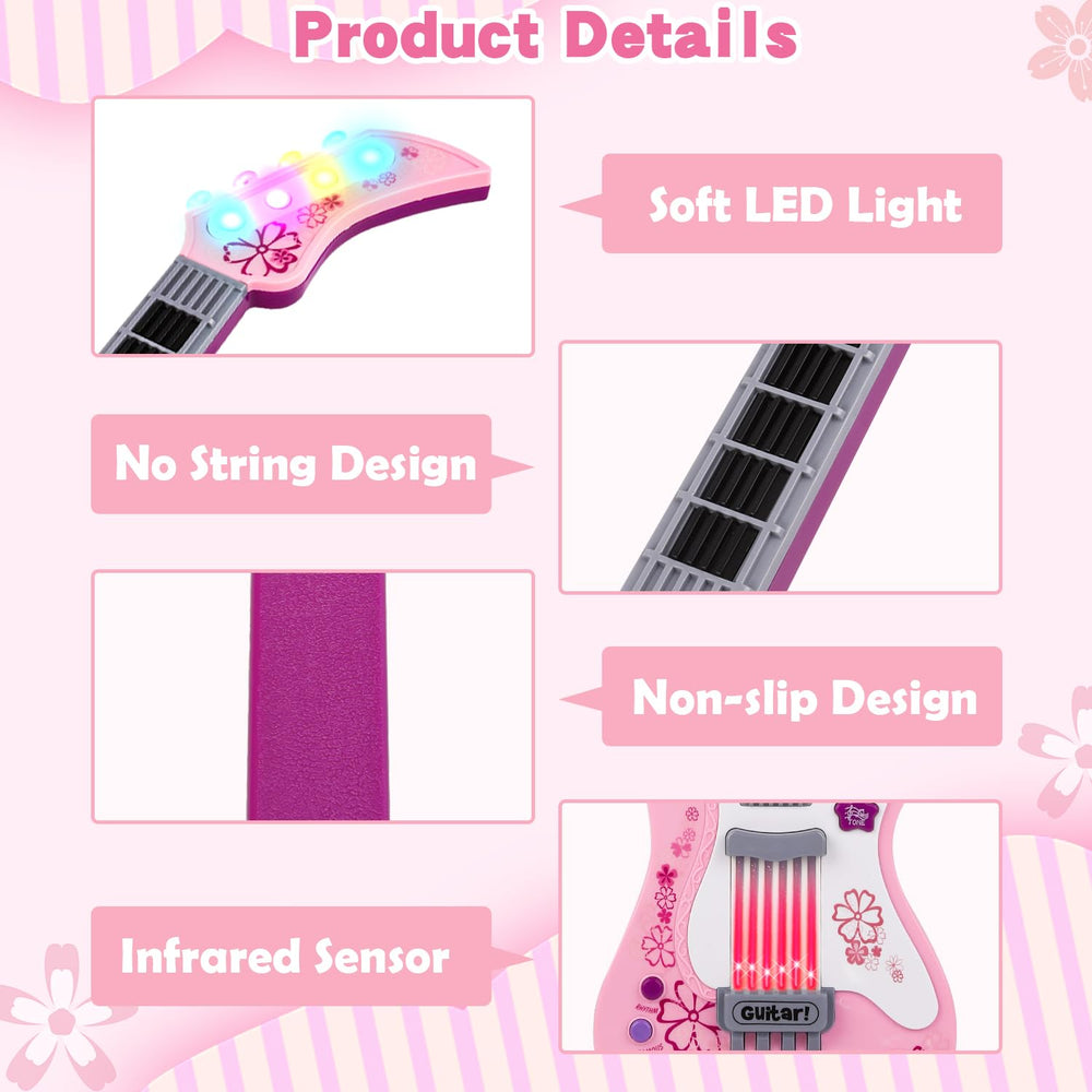 M SANMERSEN pink guitar with demos and animal sounds for interactive learning.