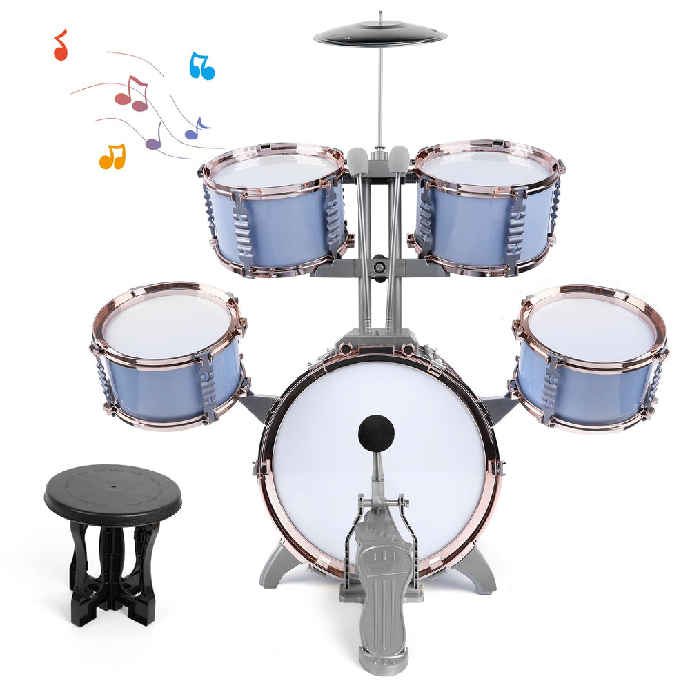 M SANMERSEN Kids Jazz Drum Set bass drum for beginner rhythm practice.