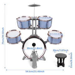 M SANMERSEN Kids Jazz Drum Set stool provides stable seating.
