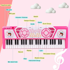 M SANMERSEN Kids Piano 49 Keys with bright LEDs highlights musical play and learning