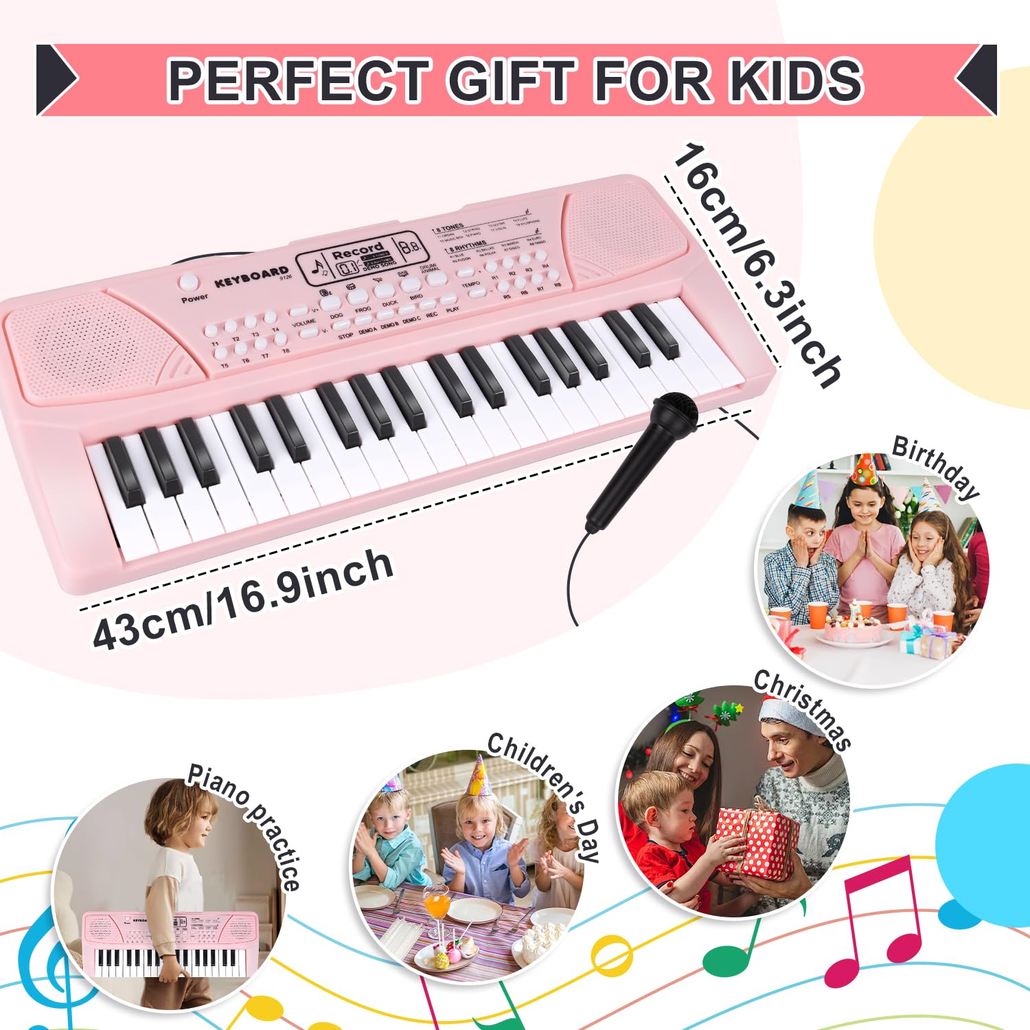 M SANMERSEN keyboard powered by batteries or USB for flexible play