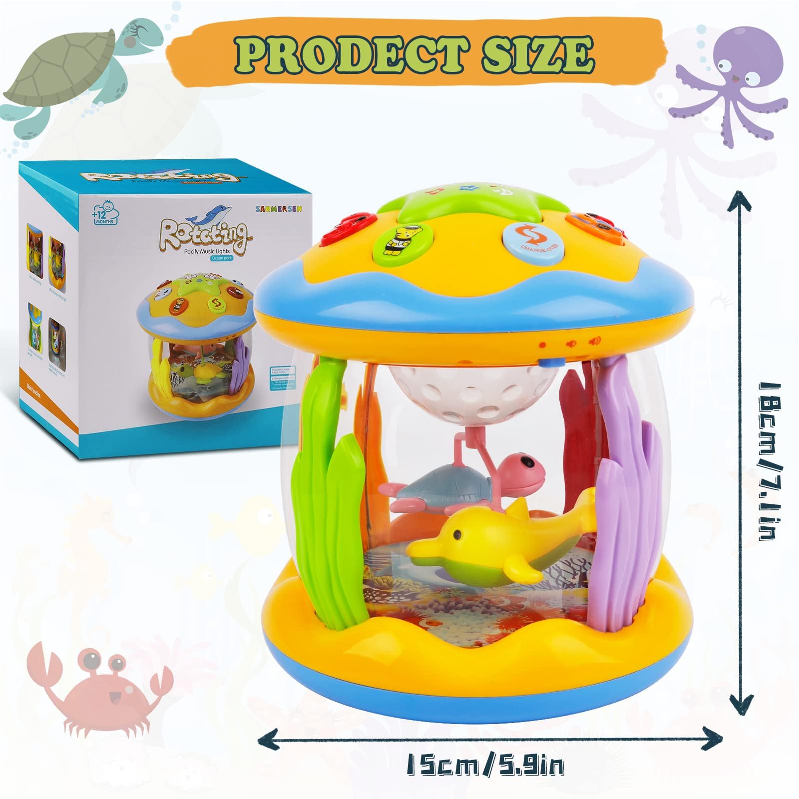 M SANMERSEN three wheels allow rolling or sliding play during crawling and tummy time.
