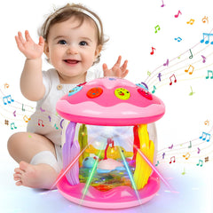 M SANMERSEN ocean rotating projector shows dolphins and turtles to stimulate visual tracking during tummy time.