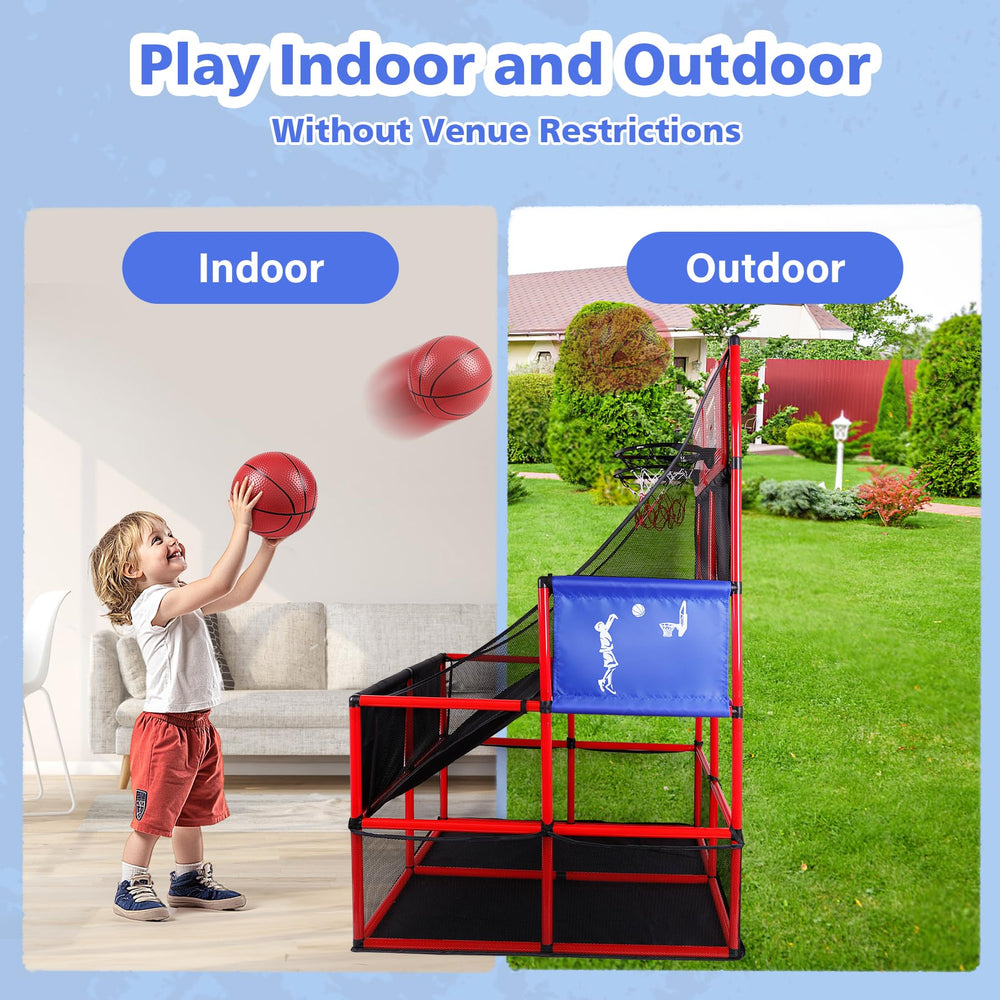 M SANMERSEN portable arcade basketball system easy to move and store