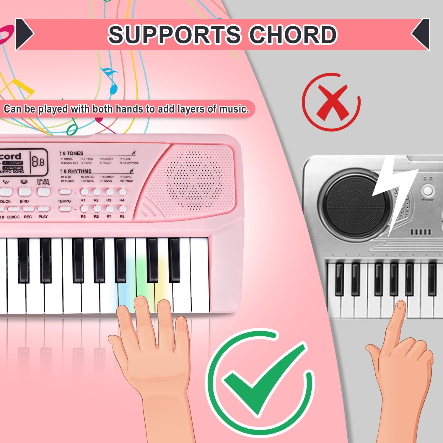 Compact, portable M SANMERSEN kids keyboard ideal for travel