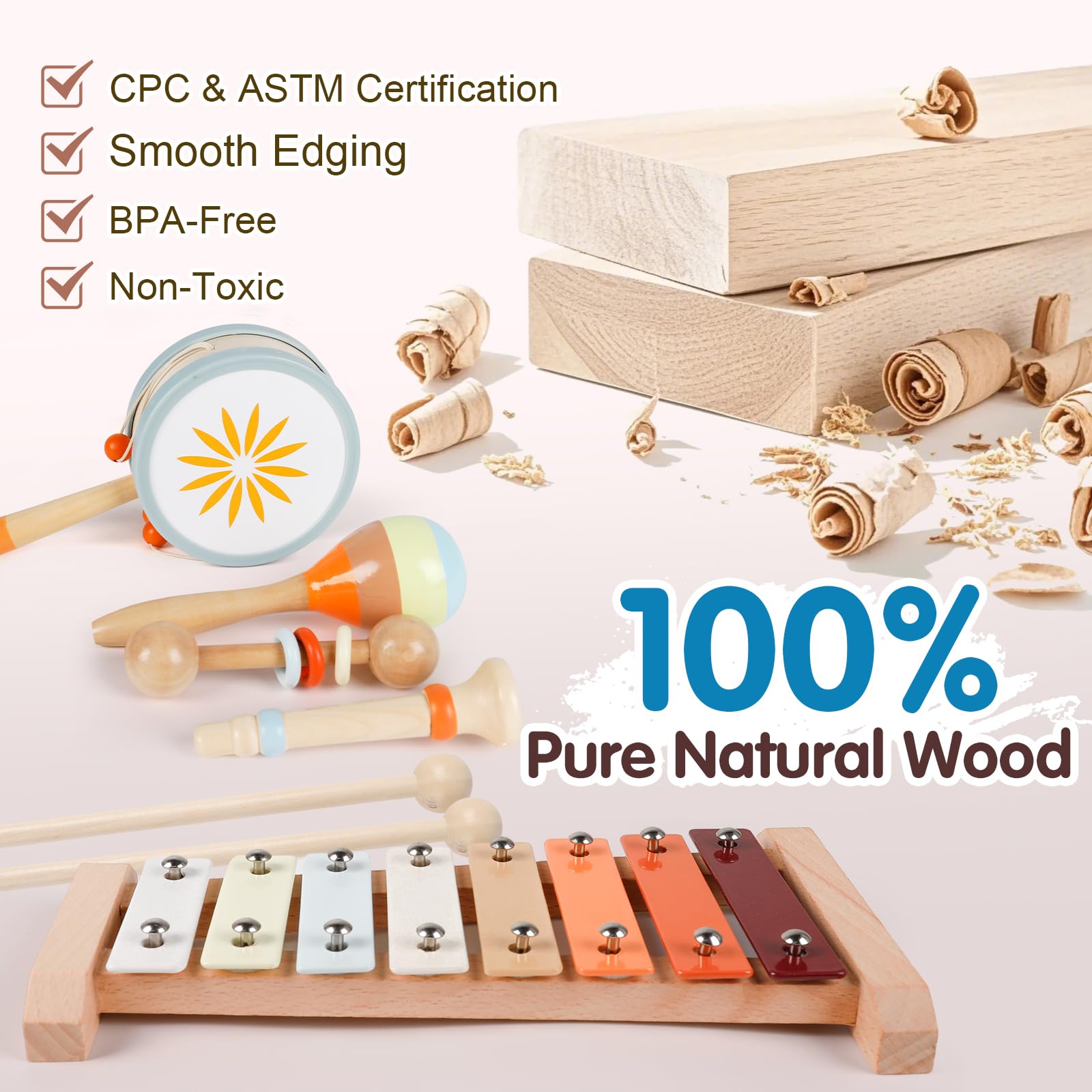 Non-toxic paints used on M SANMERSEN wooden toys ensure safe play