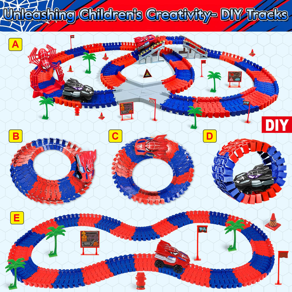 M SANMERSEN Spider Toys Track flexible pieces support unique layouts.