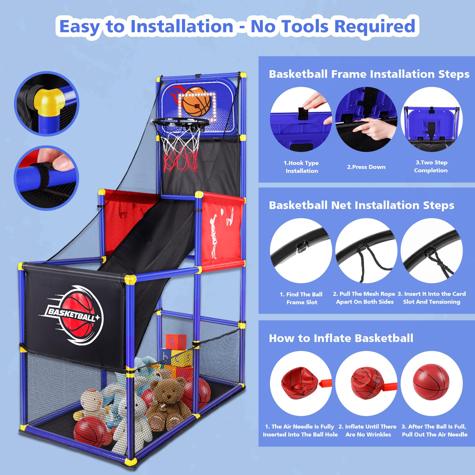M SANMERSEN large storage mesh pocket holds balls and accessories