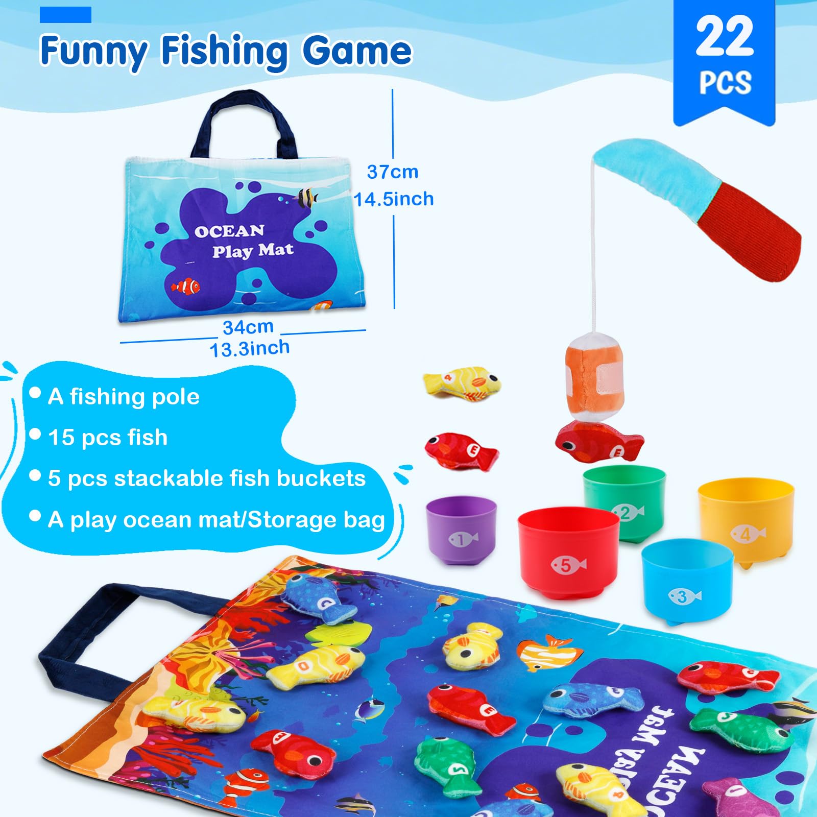 M SANMERSEN Toddler Fishing Game durable learning tools for kids