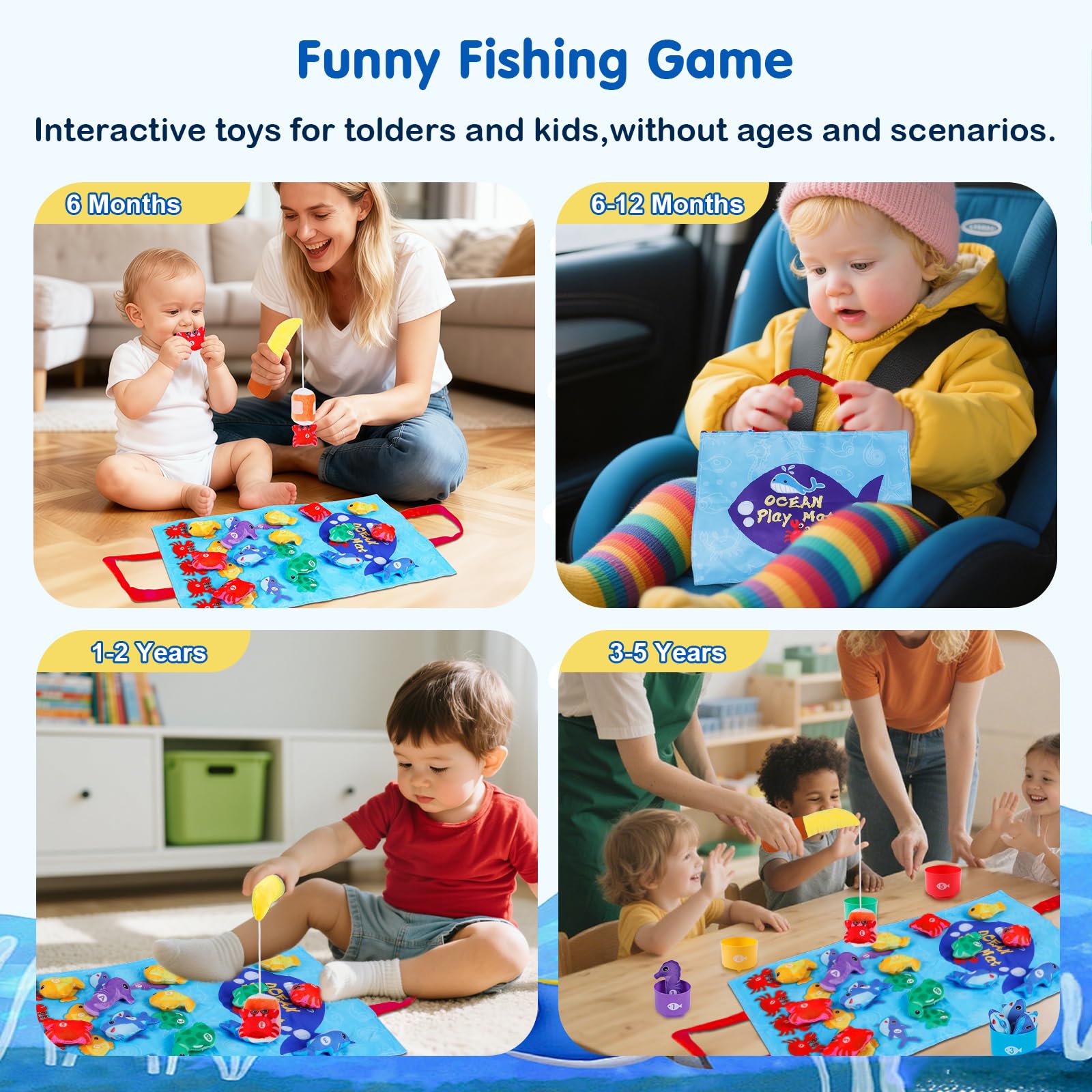 M SANMERSEN Toddler Fishing Game soft mat creates immersive play scenes