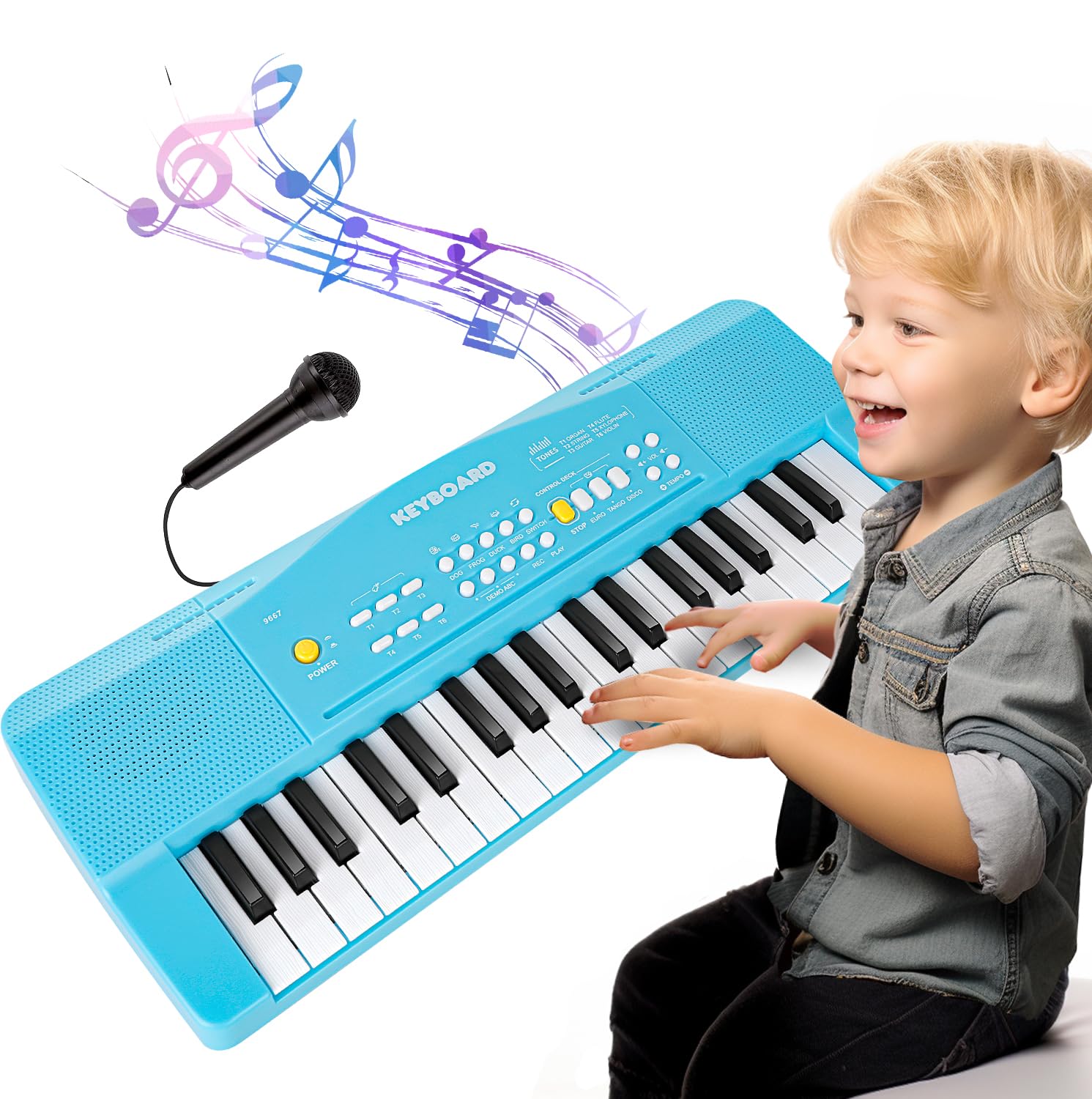 M SANMERSEN toy piano blue front view for beginner kids