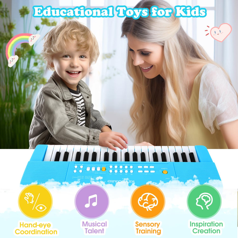 M SANMERSEN toy piano blue microphone for sing‑along play