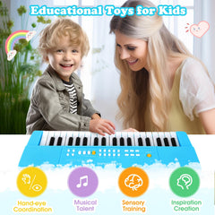 M SANMERSEN toy piano blue microphone for sing‑along play