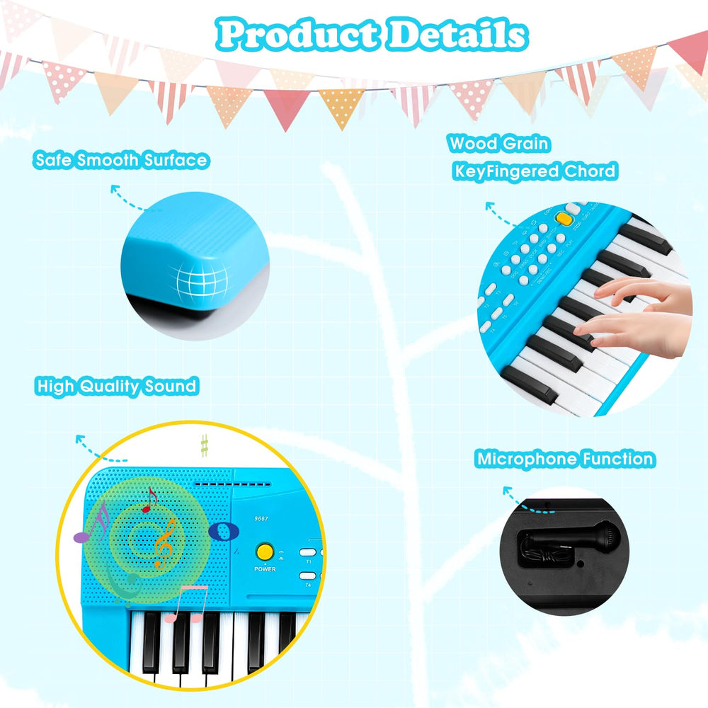 M SANMERSEN toy piano blue child playing and smiling