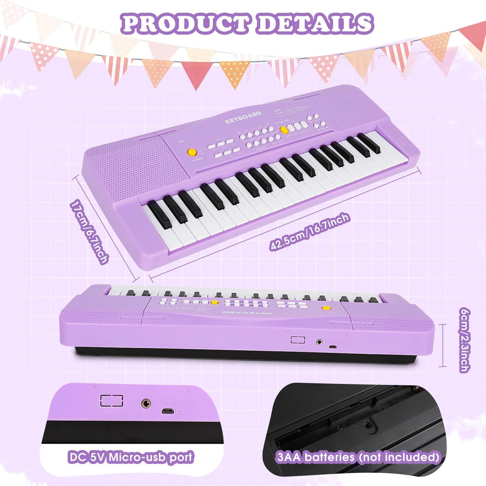 Purple M SANMERSEN toy piano adds cheerful, engaging learning mood.