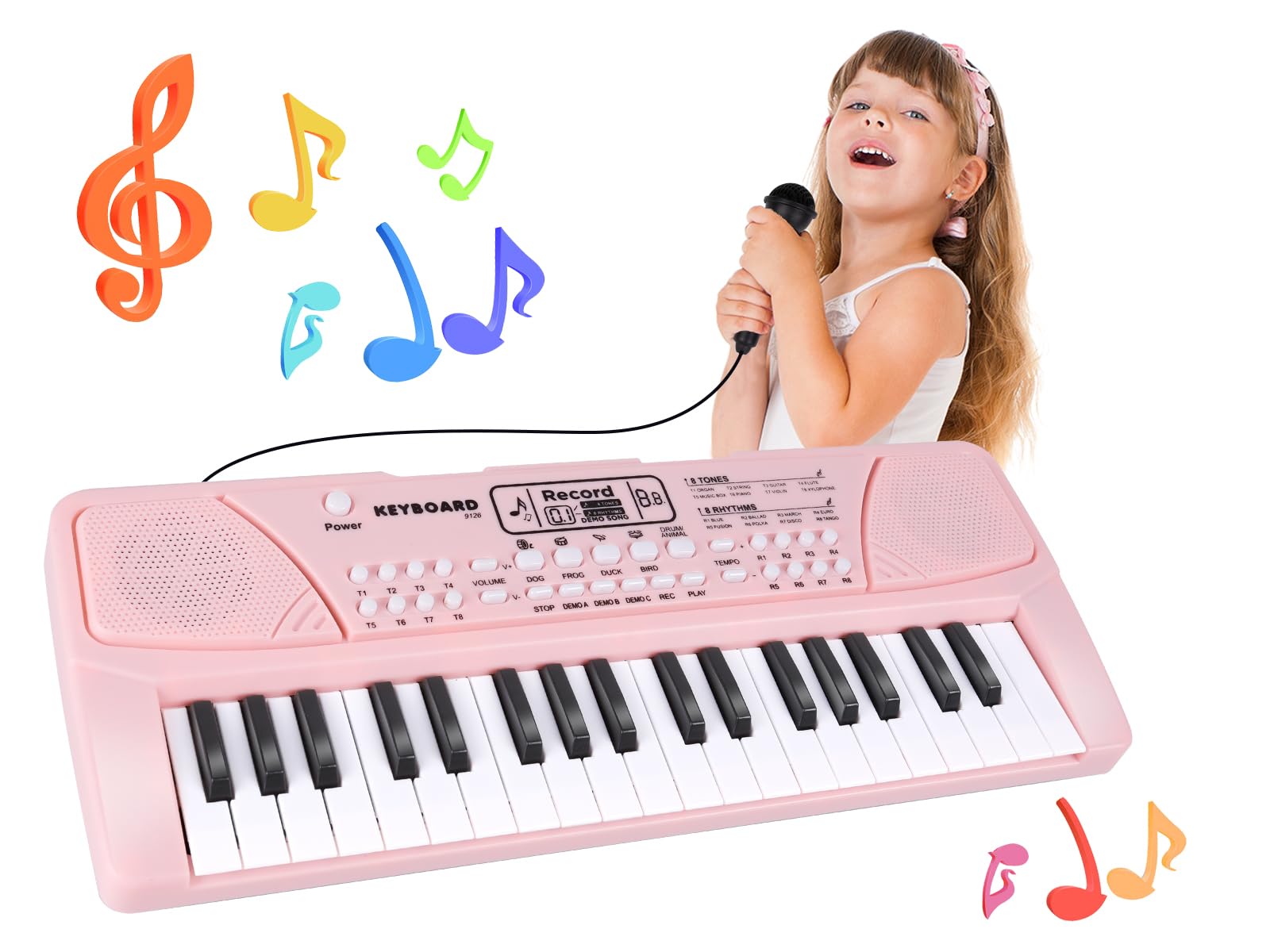 M SANMERSEN upgraded 37-key kids piano keyboard in pink ready for budding musicians